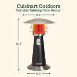 Cuisinart COH-500 Portable Tabletop Patio, 11,000 BTU Outdoor Propane Heater with Safety Tilt Switch and Burner Screen Guard, 100 sq. Foot Heat Range, Black Cuisinart