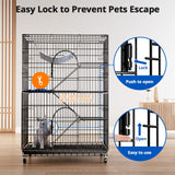 PawGiant 4-Tier Cat Cage 51 Inch Cat Crate Kennel Enclosure Playpen Large Metal Pet Cat Kitten Ferret Animal House Cage Indoor Outdoor with 2 Doors & 1 Hammock PawGiant