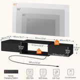 HOOBRO Floating TV Stand with Power Outlets 55", Modern Wall Mounted Media Console Shelf with Doors, Entertainment Center for Under TV Storage, for Living Room, Bedroom, Black BK11UDS01 HOOBRO