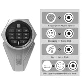 Emasme 5 Gun Cabinets for Rifles and Shotguns, Biometric Long Gun Safe with Pocket Knife Storage, Assembled Gun Cabinet with Locker Drawer, Removable Shelf, LED Light, Pistol Pouches Emasme