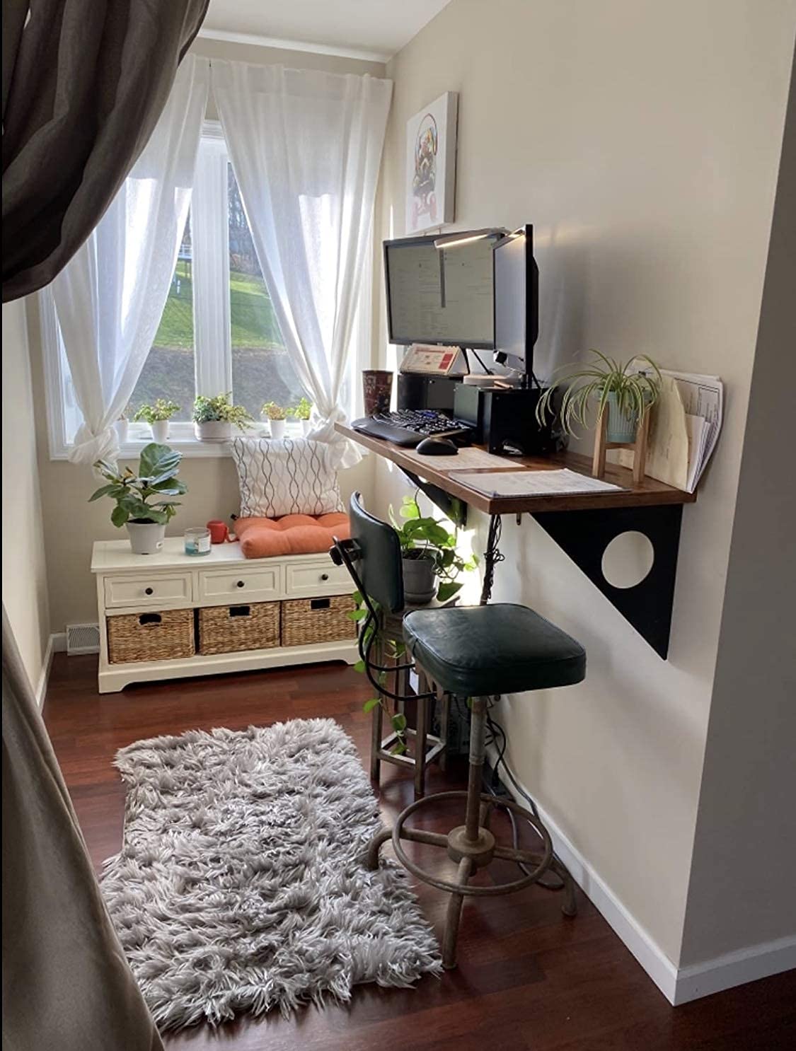 FOF FRIEND OF FAMILY Industrial Rustic Wall-Mounted Table, Dining Table Desk, Pine Wood Wall-Mounted Bar Tables (47"X18") FOF FRIEND OF FAMILY