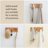 yaochuforest Coat & Hat Hooks Wall Mount with Key Holder, Wall Mounted Coat Rack with 9 Retractable Hangers, Solid Wood Slim Key Holder for Entryway, 17in Natural Finish yaochuforest