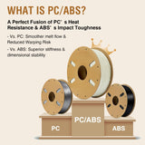 ERYONE Alloy Material PC/ABS Filament 1.75mm +/- 0.03mm, 3D Printing Filament PC/ABS 1kg Spool (2.2LBS), White ERYONE