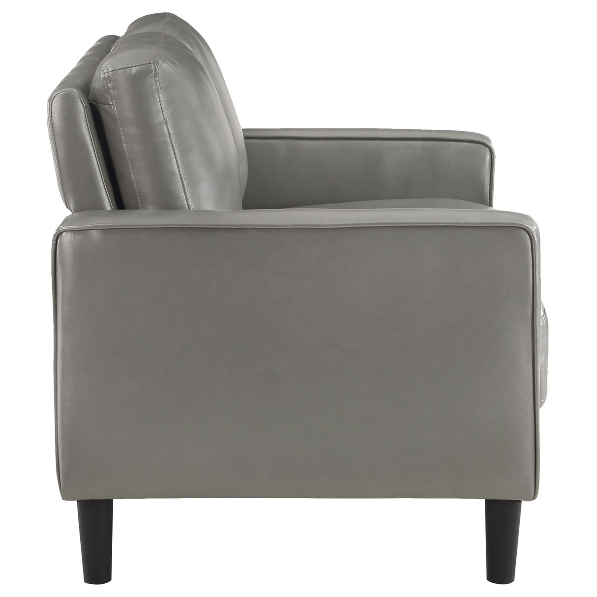Coaster Home Furnishings - Ruth - Faux Leather - Upholstered Loveseat with Track Arms, Foam-Filled Cushions, and Straight Tapered Legs - Living Room - Gray - 508366 Coaster Fine Furniture