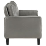 Coaster Home Furnishings - Ruth - Faux Leather - Upholstered Loveseat with Track Arms, Foam-Filled Cushions, and Straight Tapered Legs - Living Room - Gray - 508366 Coaster Fine Furniture