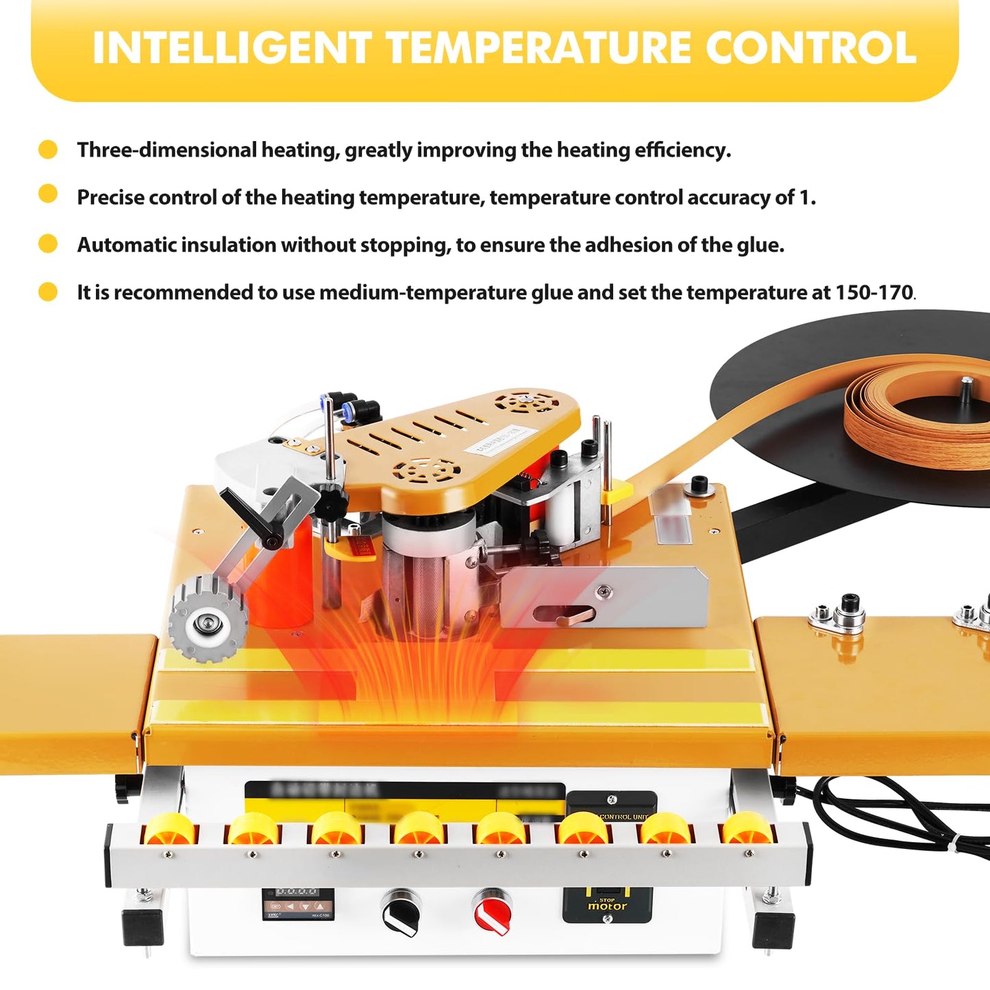 YUCHENGTECH Edge Bander Banding Machine Automatic Tape Breaking Portable Edge Banding Machine Curve Straight Edge Bander With Microcomputer Intelligent Temperature Control (110, Volts (AC)) - WoodArtSupply