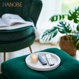 Hanobe Rustic Wooden Serving Tray: Round Wood Decorative Tray Rustic White Centerpiece Candle Holder Trays Farmhouse Ottoman Tray for Decor Kitchen Counter Home Decor for Coffee Table Hanobe