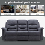 Consofa Reclining Sofa, Recliner Sofa 3 Seater with Flipped Middle Backrest, 2 Cup Holders, Manual Wall Hugger Couches for Living Room, Home Theater Seating Loveseat Recliner Sofa Consofa