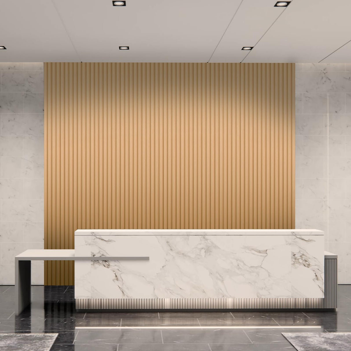 Art3d 8-Pack 96 x 6in. WPC Acoustic Slat Wall Panel for Modern Interior Decor, TV Background, Living Room, Oak Art3d