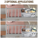 Feoqibu Bedside Caddy, bedside organizer, Hanging Organizers, Storage Bags with Self-adhesive on The Back to Hang Over Beds for Headboards, Bunk Bed, Automotive Seat Back Organizers (Grey) Feoqibu