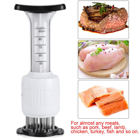 Tenderizer Injector, Meat Marinade Needle Injector, Meat Marinade Tenderizer Needle Injector Steaks Flavor Syringe Cook Kitchen Tool CHICIRIS