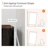 Wampat 70" Farmhouse TV Stand with Mesh Doors, Entertainment Center for 75" TV, Adjustable Shelves, 2 Storage Cabinets, Console Table for Living Room, Antique Brown & Black WAMPAT