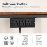 HOOBRO Kitchen Bakers Rack with Power Outlet, 4 Tiers Microwave Oven Stand with Storage, Coffee Bar Table with 9 S-shaped Hooks, Kitchen Storage Shelf Rack, Rustic Brown and Black BF58UHB01 HOOBRO