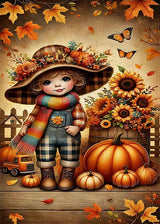 Fall Pumpkin Sunflower Leaf Diamond Art Kits for Adults, 5D Diamond Painting Kits for Adults Beginners, DIY Full Round Drill Diamond Dot Painting Gem Art Kits for Adult, Home Wall Decor 11.8x15.7 Inch VCLKDIY