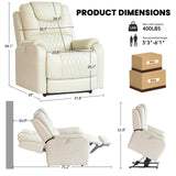 EONIX Triple Motor Lay Flat Power Lift Recliner Chair for Elderly with Massage, 400lbs Electirc Lift Chair for Living Room, Independent Adjustable Backrest Headrest, Extended Footrest, Cream White EONIX