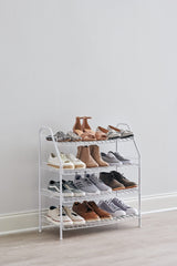 Rubbermaid 4-Tier Wire Shoe Rack, White, Simple Assemble, Storage Shelf for Organization in Bedroom/Closet Rubbermaid