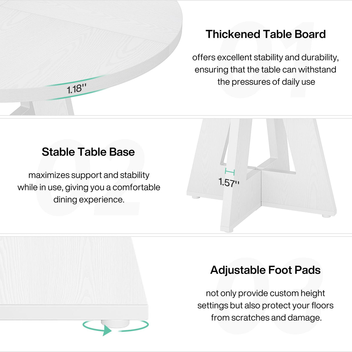 Tribesigns Round Dining Table Wood Kitchen Table for Dining Room, 47 in Dinning Room Tables for 4-6, Circle Dinner Table with Wooden Tabletop and Cross Base for Kitchen, White Tribesigns