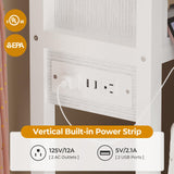 BTHFST Corner Bed Frame with Charging Station & Led Lights, Twin Bed Frame with 8 Storage Drawers & Bookcase, Twin Daybed with Storage Headboard for Kids Guests, White BTHFST