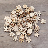 100 Pcs Unfinished Wooden Flower Wood Slice Leaf Pattern Wood Cutouts Wood Pieces Mini Wooden Handmade Crafts Decoration, Craft Supplies Sluswallow