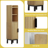 FerniTry Small Bathroom Storage Cabinet, Corner Narrow Toilet Paper Floor Cabinet with Door and Shelves,Bathroom Organizer with Adjustable Shelf, for Small Spaces (Oak) FerniTry