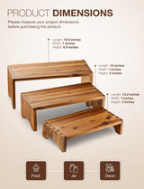 Tidita Acacia Wood Risers Display Stands Set of 3 - Wooden 3 Tier Cupcake Stand - 3 Tiered Riser for Vendors - Decorative Display Risers for Food Desserts Stand, Perfume, Funko POP at Party Wedding Tidita