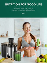 Juicer Machine, HOUSNAT Centrifugal Juicer,Extractor Max Power 800W Juice, 65MM Chute for Whole Fruit and Vegetables, Juice Extractor with 3 Speeds Quick Juicing, Easy to Clean, BPA Free,Silver HOUSNAT