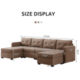 Wimarsbon Modular Sectional Fabric Sofa Set U Shaped Couch Reversible Chaise Modular Sectional Couch with Storage Ottoman, U Shaped Comfy Modular Sofa for Living Rome & Lounge (Brown) Wimarsbon