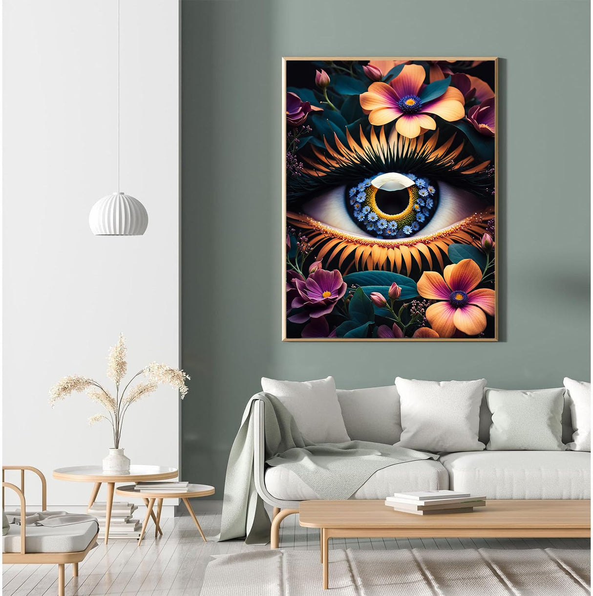 Meothan Eye Diamond Painting Kits for Adults Eyes Diamond Art Kits for Adult Beginners Full Round Drill Flower Diamond Art Painting Gem Art Kits for Home Wall Decor (16x12 inch) Meothan