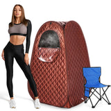 Single Person Sauna, Portable Steam Sauna Full Body for Home Spa, Sauna Tent with Steamer 2.6L 1000W Steam Generator, 90 Minute Timer, Chair, Remote Control Included(Brown) Steupoek
