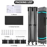 COBIZI 10x20 Pop Up Canopy Without Sidewall,Heavy Duty Canopy UPF 50+ All Season Wind Waterproof Commercial Outdoor Wedding Party Tents for Parties Canopy Gazebo with Roller Bag(10 x 20 ft Black) COBIZI