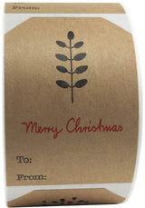 Boho Simple Christmas Gift Tag Adhesive Stickers – 2 x 3 Inch Labels, Roll of 100 with Minimalist Designs – Merry Christmas, Noel, and Candle, Made in The USA InStockLabels.com