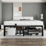 hiyuehome 14 inch King Size Bed Frame Metal Platform No Box Spring Needed with Headboard Hole Round Corner Legs Mattress Stoppers Retainers 3500LBS Queen Bed Frames Heavy Duty Steel Slats Noise-Free hiyuehome