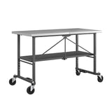 COSCO SmartFold Portable Workbench/Folding Utility Table with Locking Casters, 600 lb. Capacity, Stainless Steel Top Cosco