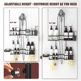 REINHARDT Adjustable Shower Caddy Hanging Rustproof Shower Caddy for Handheld Showerheads, Shower Organizer with Hooks Soap Holder Toothbrush Holder, Anti-Swing Shower Rack Bathroom Accessories, Black REINHARDT