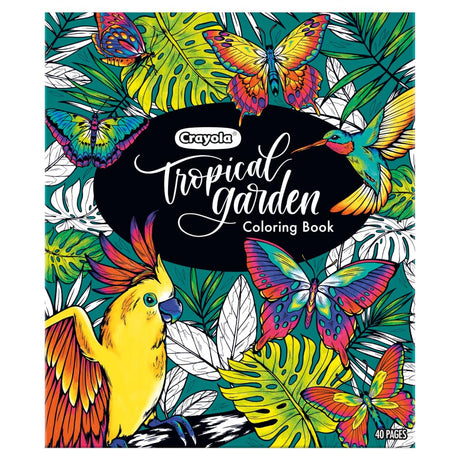 Crayola Tropical Garden Adult Coloring Book (40pgs), Adult Coloring Pages, Stress Relief Activity, Gift for Teens & Adults, 9+ Crayola