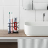 Oasiteege Adhesive Toothbrush Holder Wall Mounted, Suction Cup Toothpaste Organizer for Shower, Hanging Razor Tooth Brush Holder Storage Caddy with Drainage, Black Bathroom Accessories and Decor Oasiteege