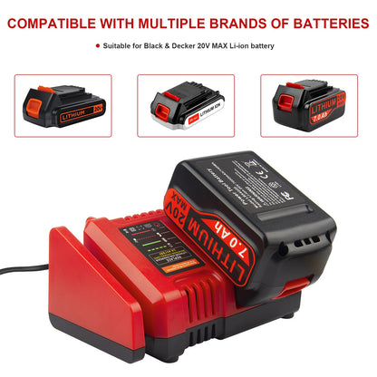 Super Fast 20V Charger for BLACK+DECKER Tools 20V MAX Lithium Battery Charger, (BDCAC202B), LBXR20, LBXR2020, LBXR2020-OPE, LBX4020, LB2X4020, LB2X4020-OPE, LB20, LBX20, LBXR2520 - WoodArtSupply