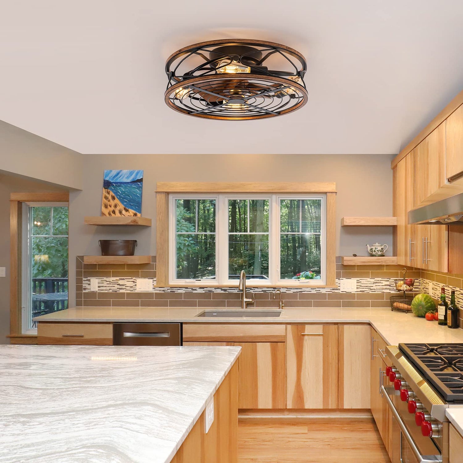 TIFEROR Caged Ceiling Fans with Lights, 20 in Bladeless Ceiling Fan wi –  WoodArtSupply, image size:1500x1500