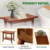 Teak Shower Bench,22'' Solid Wood Shower Stool with Storage Shelf & Handle,Waterproof Shower Bench Seat for Bathroom, Indoor & Outdoor Use Graceware