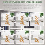 Modern Bamboo Tree Bookshelf, Creative Curved Standing Bookcases, Book Storage Organizer Shelves, Display Floor Book Shelf Space Saver Rack for Home Office Living Room Bedroom (Natural 6-Tier) briteman