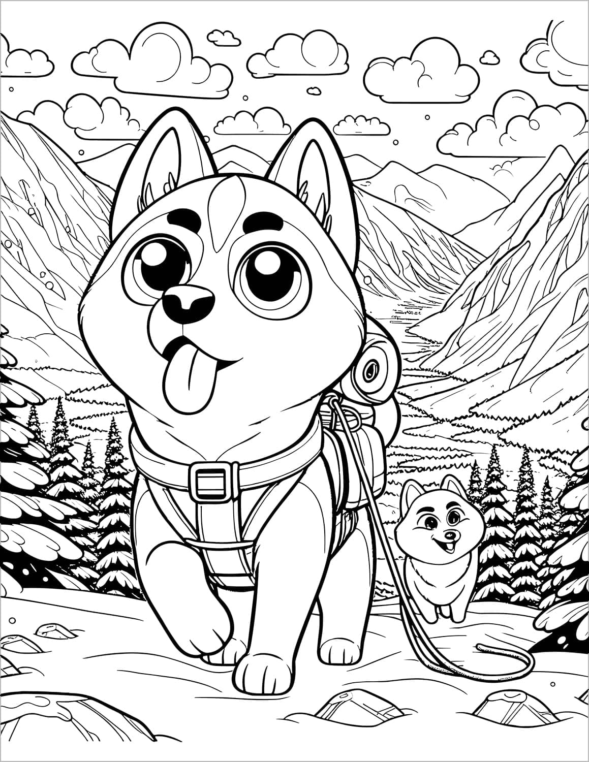 Cute Dogs Coloring Book for Kids Ages 4-8: Adorable Cartoon Dogs & Puppies