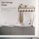 Tatub 29'' Coat Rack Wall Mount with Shelf, Wood Wall Hooks with Storage, Entryway Shelf with 5 Hangers for Bathroom, Living Room, Bedroom, Rustic Brown Tatub