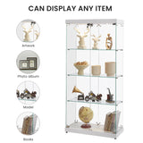 Yoluckea Glass Cabinet with Light, 4 Shelves Glass Display Cabinet w/2 Doors, Floor Standing Clear Glass Curio Cabinet Collection Display Cabinet for Living Room Bedroom 66.3” x 31.5” x 14.2” White Yoluckea