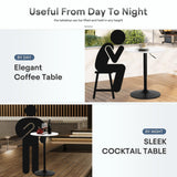 Athena Collection Round Bar Table, Adjustable Height Pub Table, 23.5'' Plain White Design High Top Table with MDF Desktop, for Bar/Pub/Bistro/Cocktail (White) Athena Collection