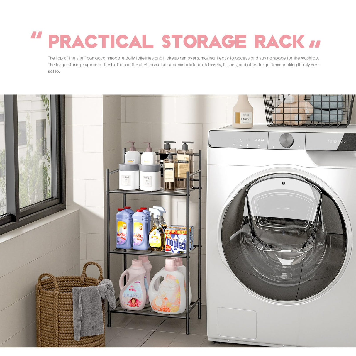 LEEDA 3-Tier Freestanding Multipurpose Storage Shelves Heavy Duty Metal Shelving Unit, Display Plants Flowers Bath Essentials, for Kitchen Bathroom Office, Black Leeda Made