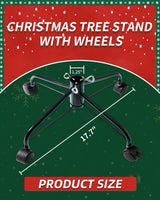 Christmas Tree Stands for Artificial Trees, Artificial Christmas Tree Stand with Wheels,Rolling Christmas Tree Base for 3 Ft to 6 Ft Artificial Christmas Trees, fits 0.5-1.25 Inch Tree Pole, Green BakCover