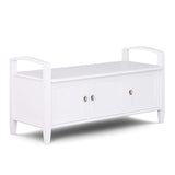 SIMPLIHOME Warm Shaker SOLID WOOD 44 Inch Wide Transitional Entryway Storage Bench in White, For the Living Room, Entryway and Family Room SIMPLIHOME