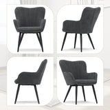 Athena Collection Wingback Accent Chair for Living Room, Upholstered Arm Reading Chair for Adults, Cozy Linen Fabric Armchair with Metal Legs for Bedroom, Makeup, Office, Grey Athena Collection