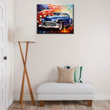 Tucocoo Retro Car Paint by Numbers Kits 16x20 inch Canvas DIY Digital Oil Painting for Adults with Brushes and Acrylic Pigment - American Flag Romantic Flower Pictures for Home Decor (Without Frame) Tucocoo