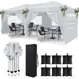 SEALAMB 10'x20' Pop Up Canopy Tent with 6 Sidewalls, 210D Silver-Coating Top, Waterproof Heavy Duty Outdoor Canopy Tents for Parties Wedding, Portable Tent with Carry Bag & Canopy Weights (White) SEALAMB